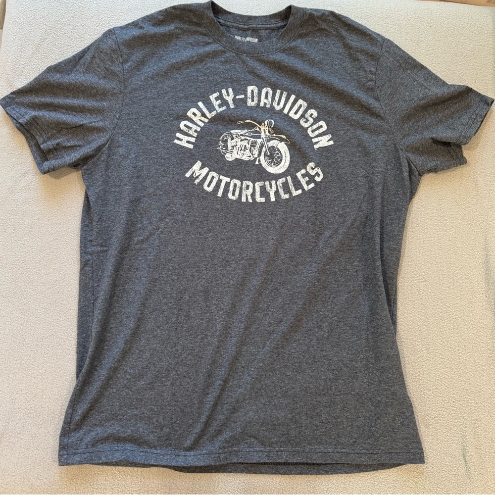 Harley-Davidson Licensed Greased Charcoal Tee with Motorcycle Graphic